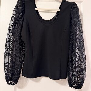 Marc New York Black Top with Lace Sleeves